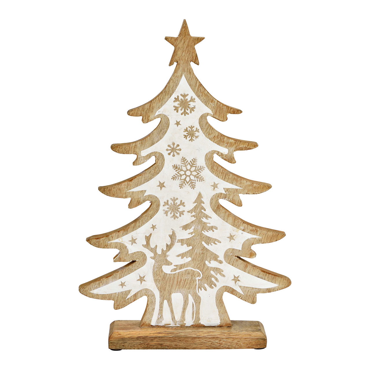 Supporto per albero di Natale in legno di mango naturale (L/H/D) 25x37x5cm