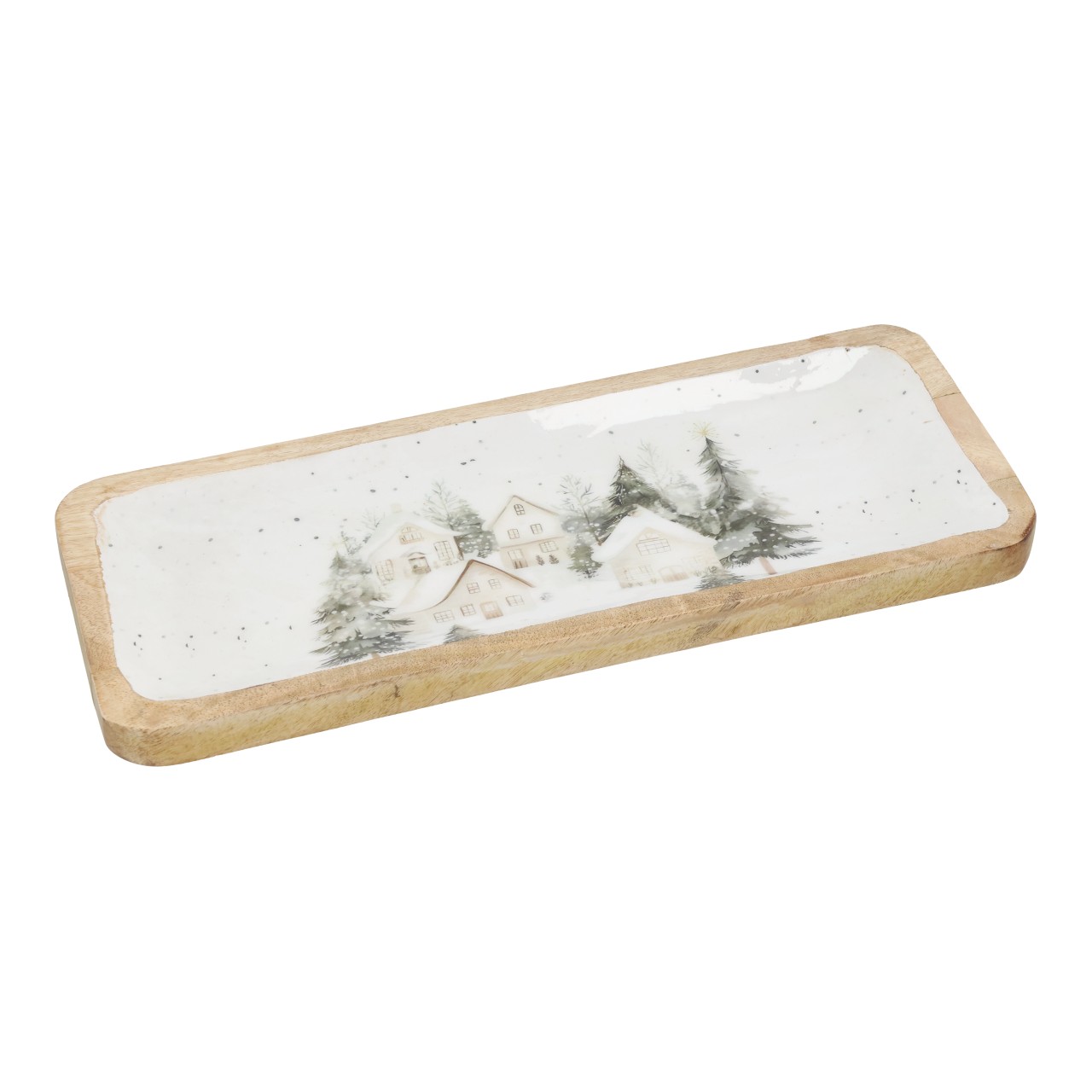 Doko Teller Weihnachts Dekor aus Mangoholz Weiß (B/H/T) 38x2x15cm