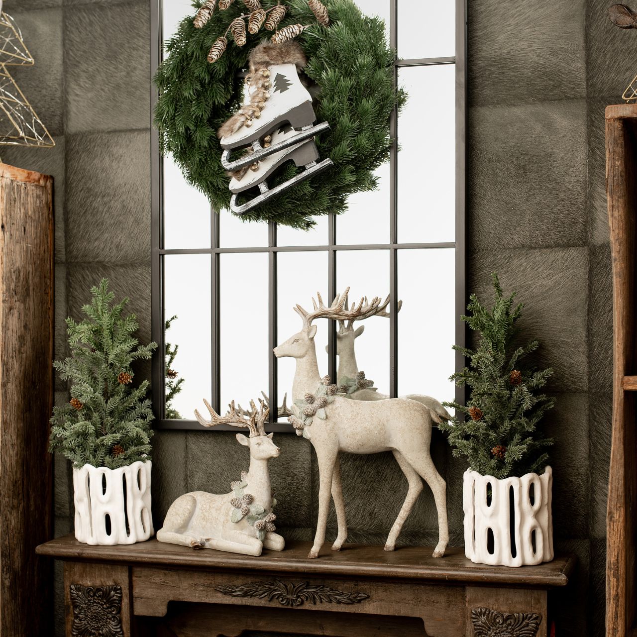 Windlicht aus Keramik, Weiß (B/H/T) 16x16x16cm Pflanze, Baum, Weihnachten, Weihnachtsdekorationen, Festival