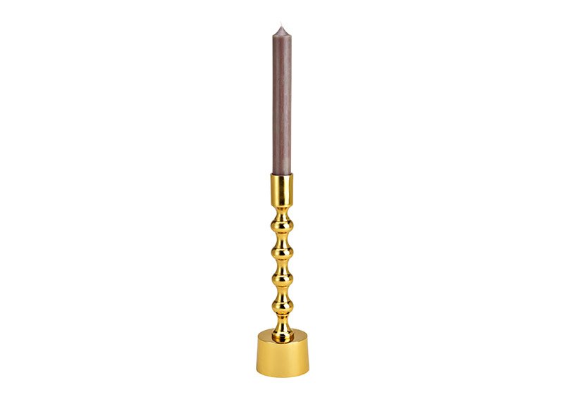 Metal candle holder gold (W/H/D) 6x23x6cm