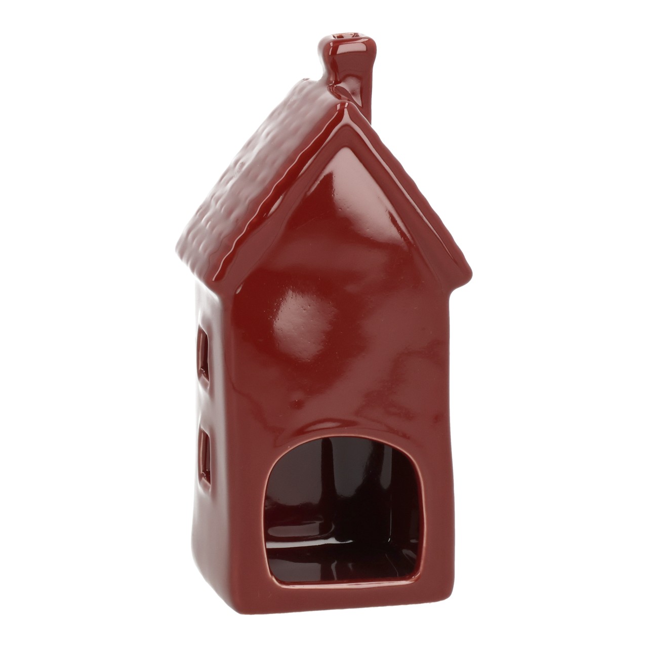 Windlicht Haus aus Porzellan Rot (B/H/T) 8x16x6cm Haus, Deko, Keramik, Rot, Herzfenster