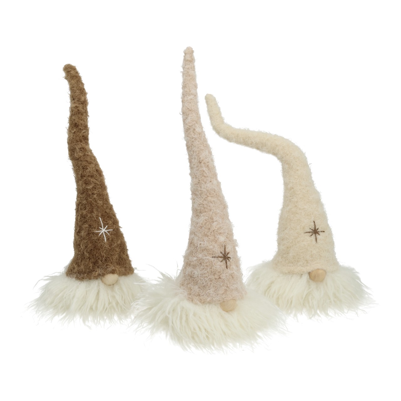Textilní skrítci, béžoví, 3 kusy v balení (Š/V/H) 15×30×15 cm Bekleidung, Hut, Dekoration für Zuhause, Plüsch, Pelz