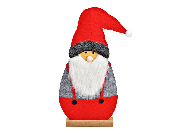 Santa Claus on wood base of felt red (W/H/D) 25x50x6cm