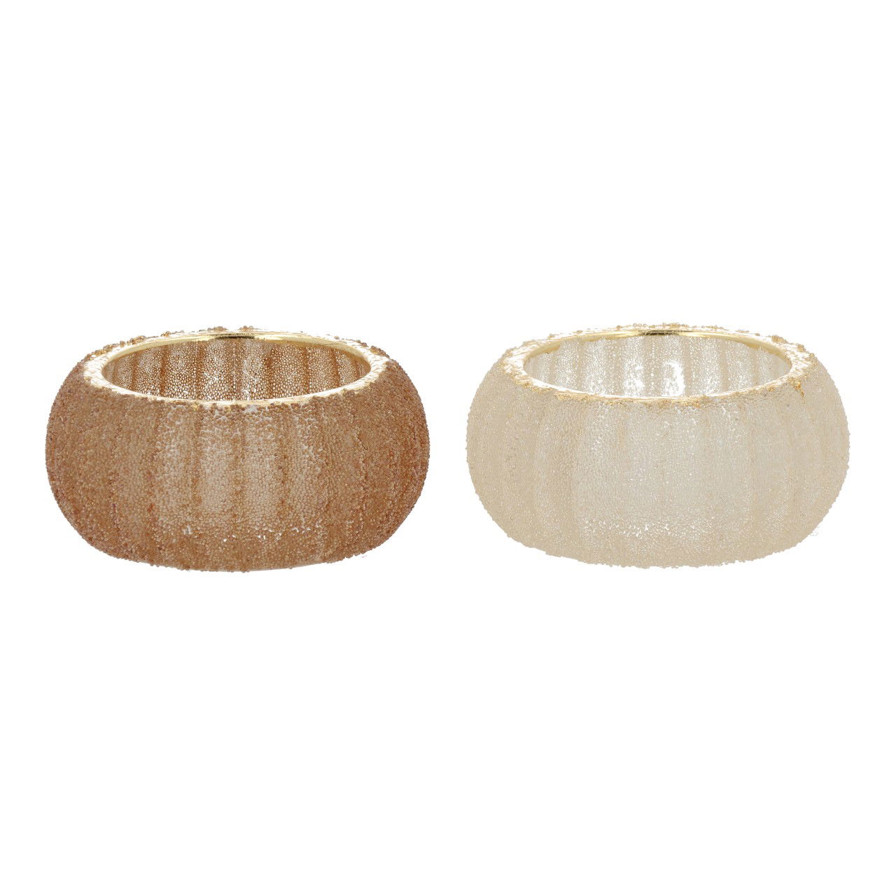 Portavelas de vidrio beige, 2 surtidos (A/A/P) 8x3x8cm Zubehor, Ornament, Schmuck