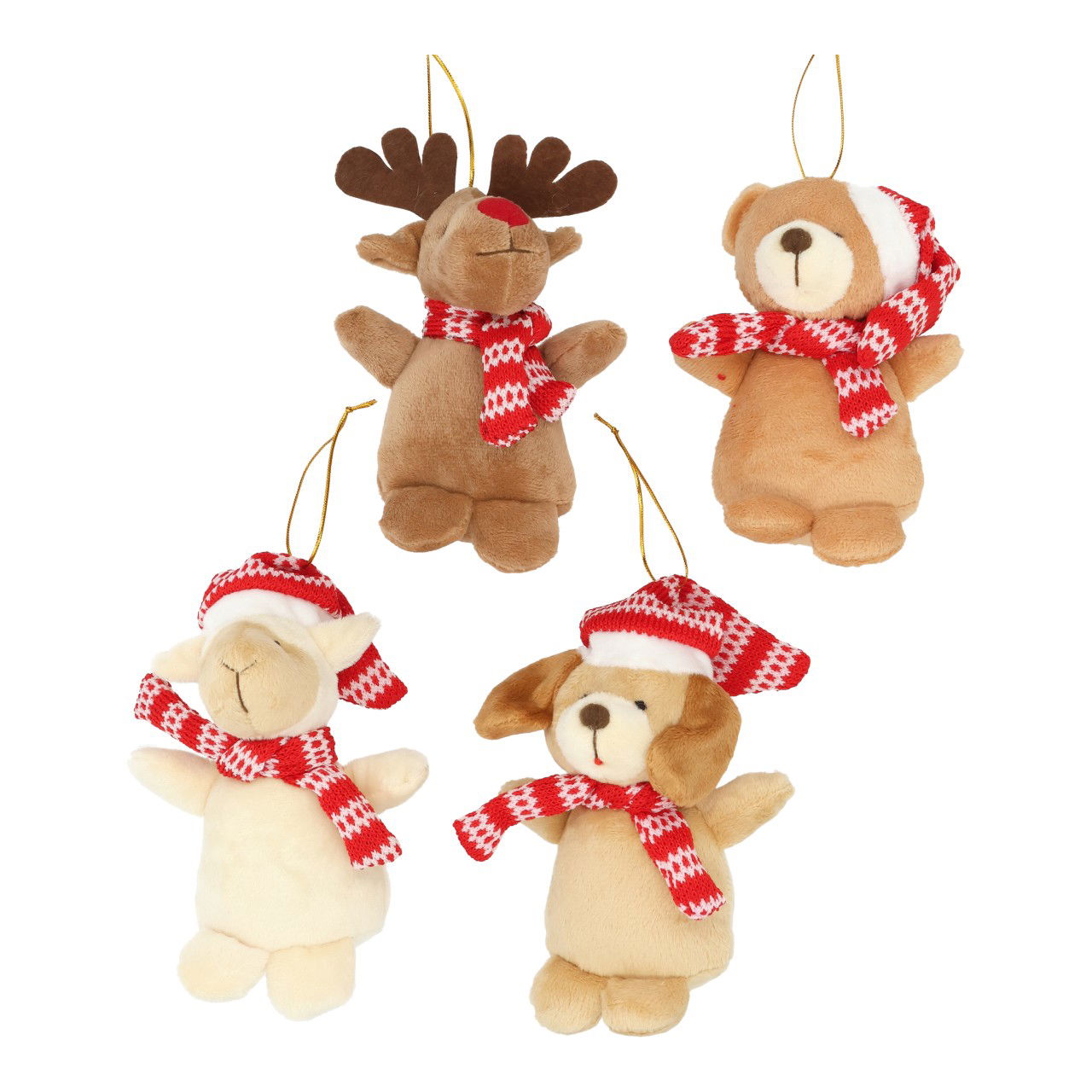 Hänger Weihnachtsfigur aus Plüsch Bunt 4-fach sortiert (B/H/T) 12x16x10cm Plüsch, Spielzeug