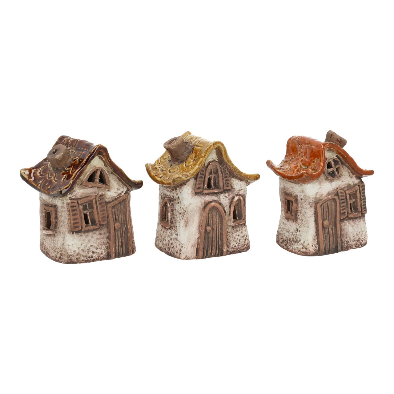 Casita LED de gres marrón 3 surtidos (A/A/P) 5,2x8,6x7cm 2xLR44 Figur, Kunst, Kunsthandwerk, Spielzeug