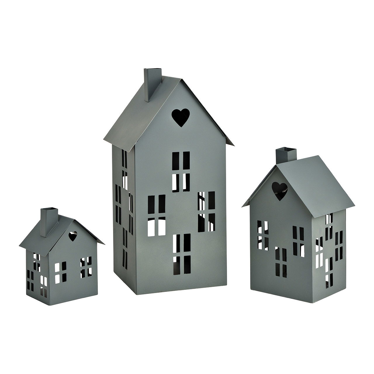 Casetta in metallo, set di 3, Dilber (L/A/D) 11x15x10cm, 14x25x13cm, 20x38x18cm