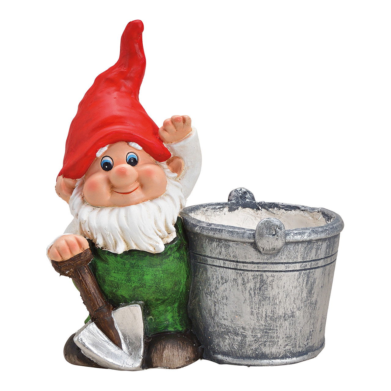 Garden gnome with magnesia flower pot Colorful (W/H/D) 31x33x19cm