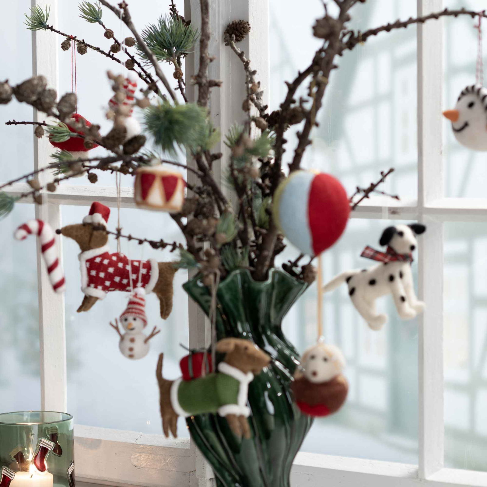 Hänger Heißluftballon mit Hund aus Filz, Bunt (B/H/T) 7x20x7cm Weihnachten, Weihnachtsdekorationen, Festival, Fenster, Fensterbank