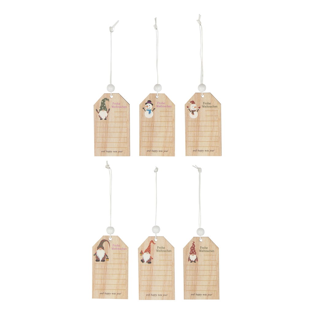 Appendino decorativo, 1 motivo (gnomo), legno, 4x7,5x0,3+10cm, 2 pezzi/confezione, natura Holz