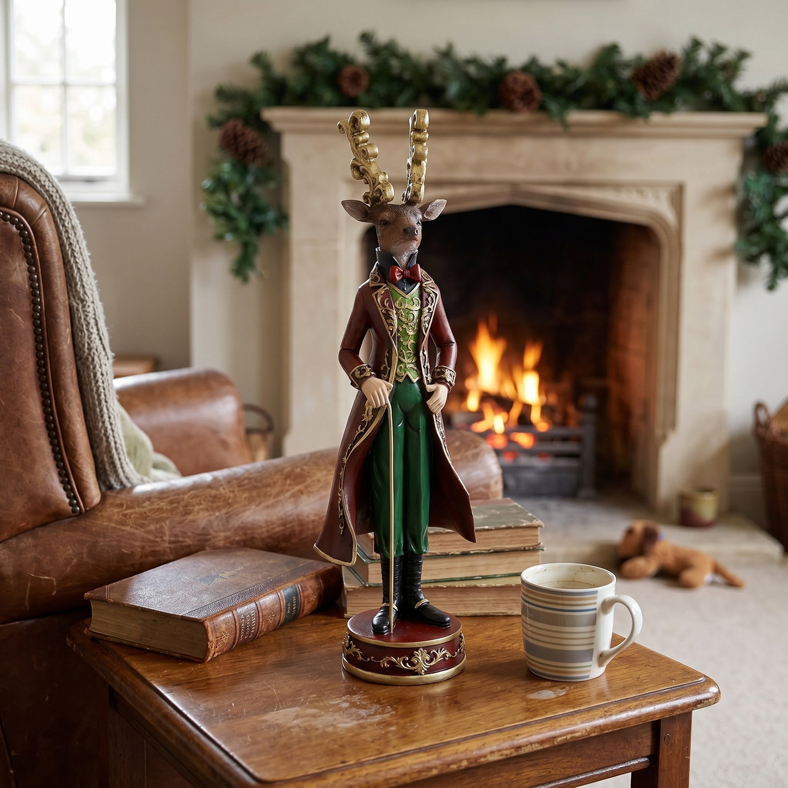 Reiterdeer Figur, Elchfigur, Statue, Weihnachtsdekoration, Maskottchenfigur
