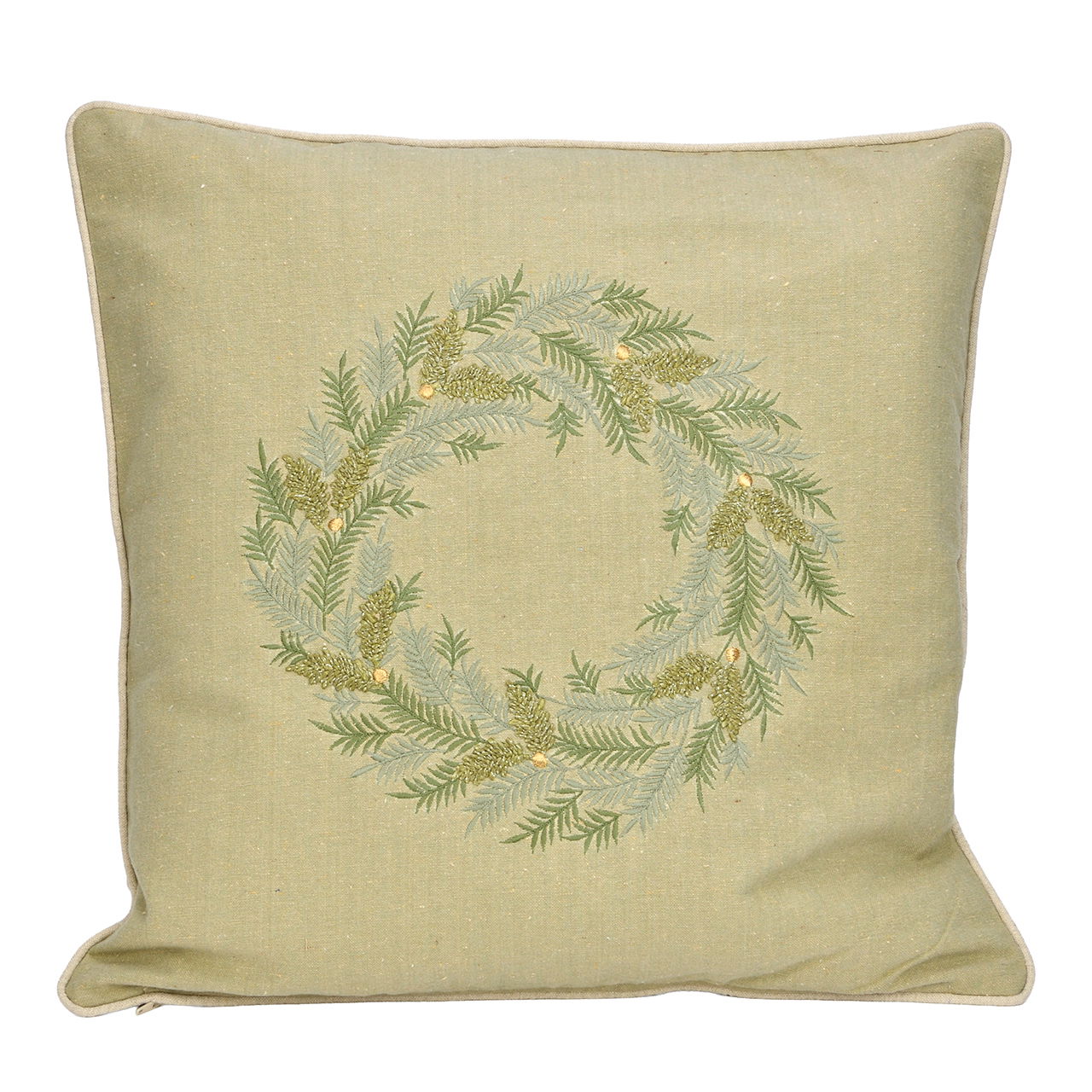 Green textile cushion cover wreath (W/H/D) 45x45x0.5cm Kissen, Dekoration für Zuhause
