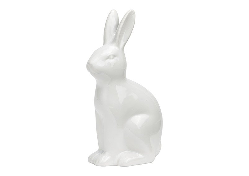 Coniglio in ceramica bianca (L/H/D) 8x16x6cm