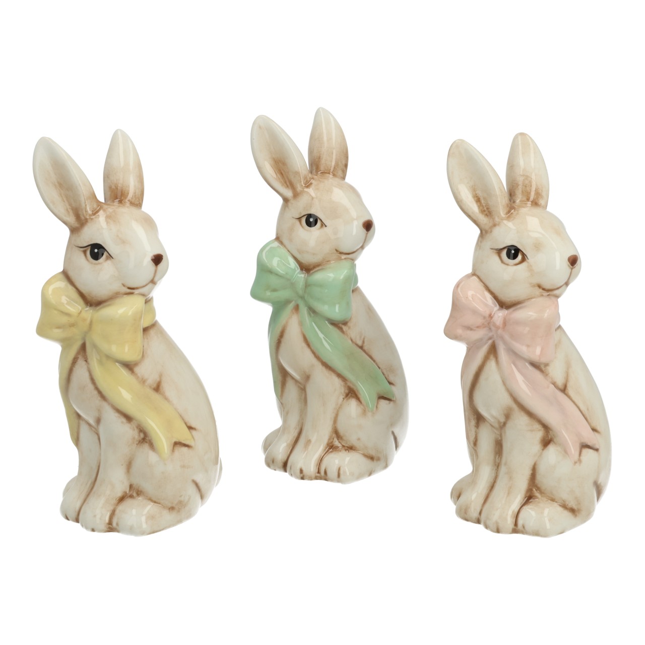 hasenfigur, hase, hase mit schleife, keramik, dekofigur
