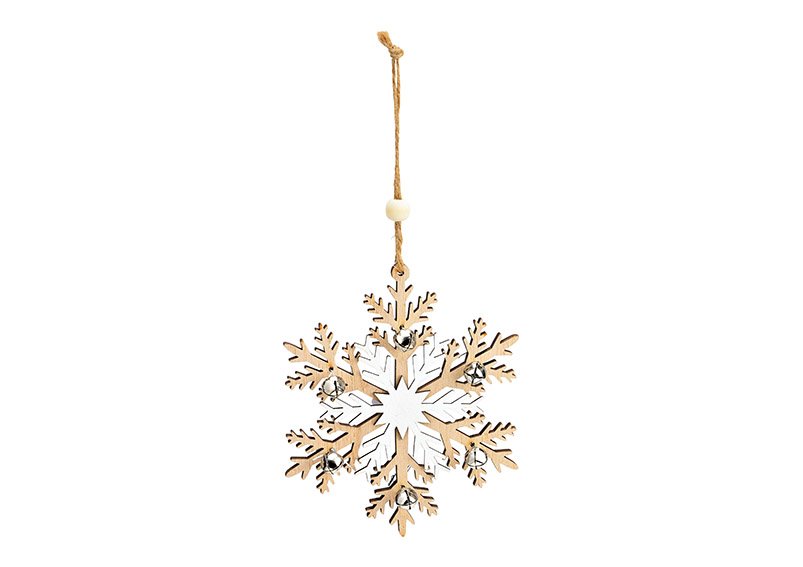 Christmas hanger snowflake wood natural (W/H) 11x11cm