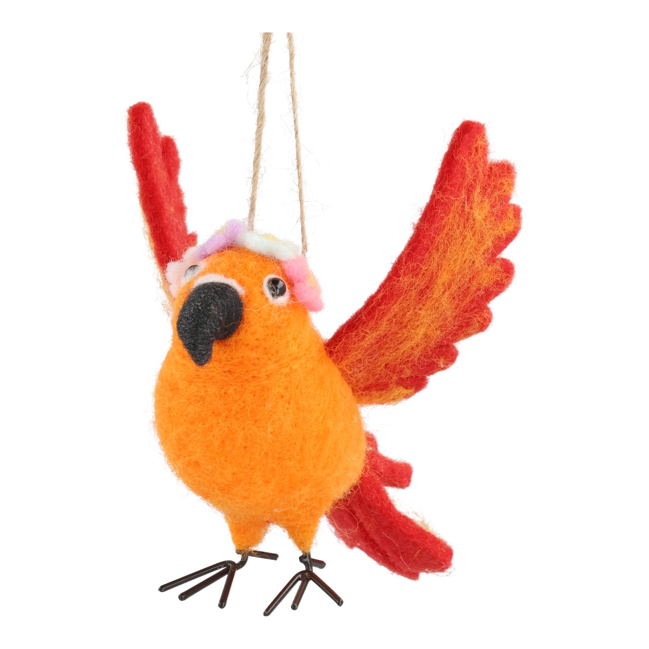Hänger Vogel aus Filz Orange (B/H/T) 12x12x6cm Kunststofffigur, Hängend, Vogel, Orangene Farbe, Federn