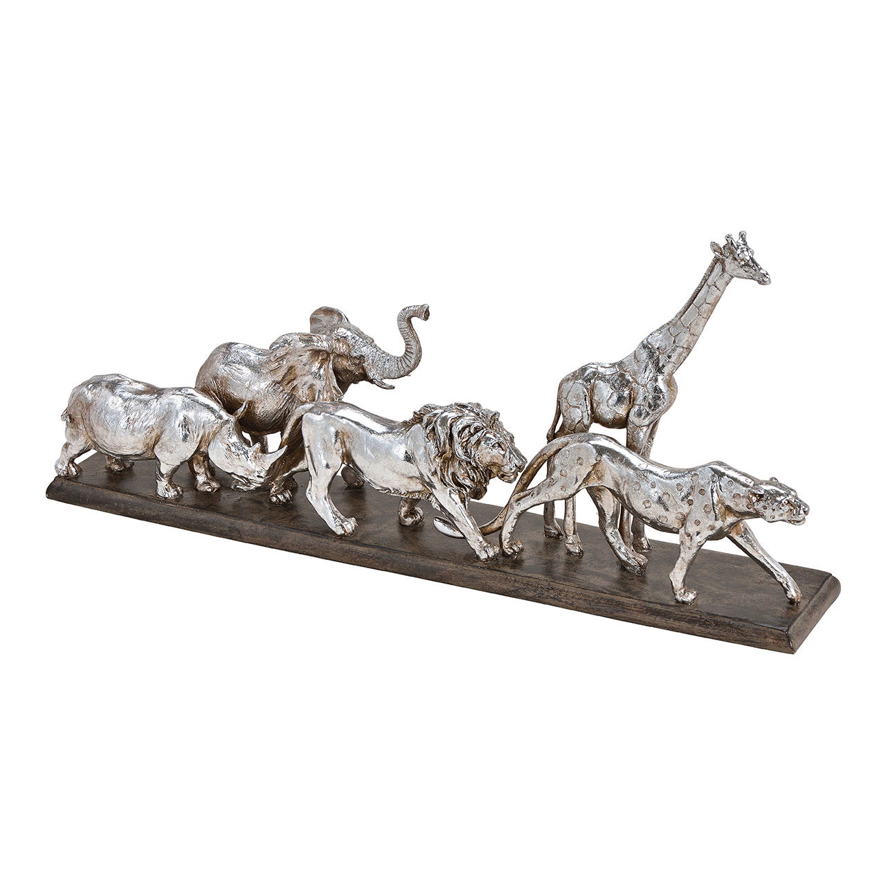 Gruppo di animali Africa in poli-argento (L/H/D) 50x23x9cm