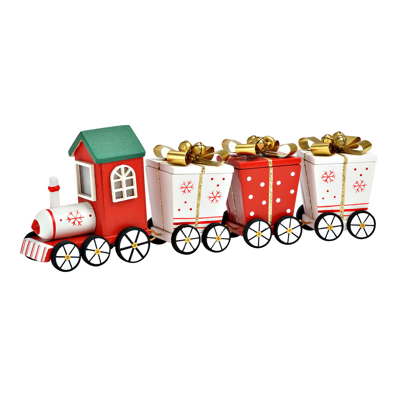 Trein kerstcadeau van hout, kleurrijk (B/H/D) 24x9x5cm