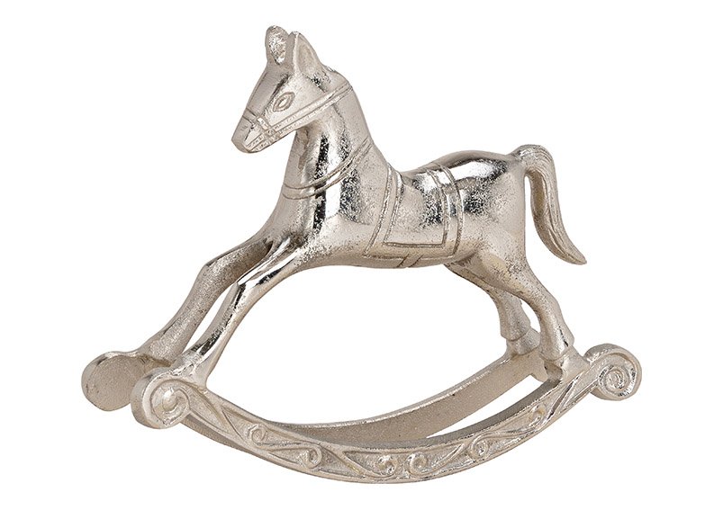 Cavallo a dondolo di metallo argento (c/h/d) 27x22x5cm