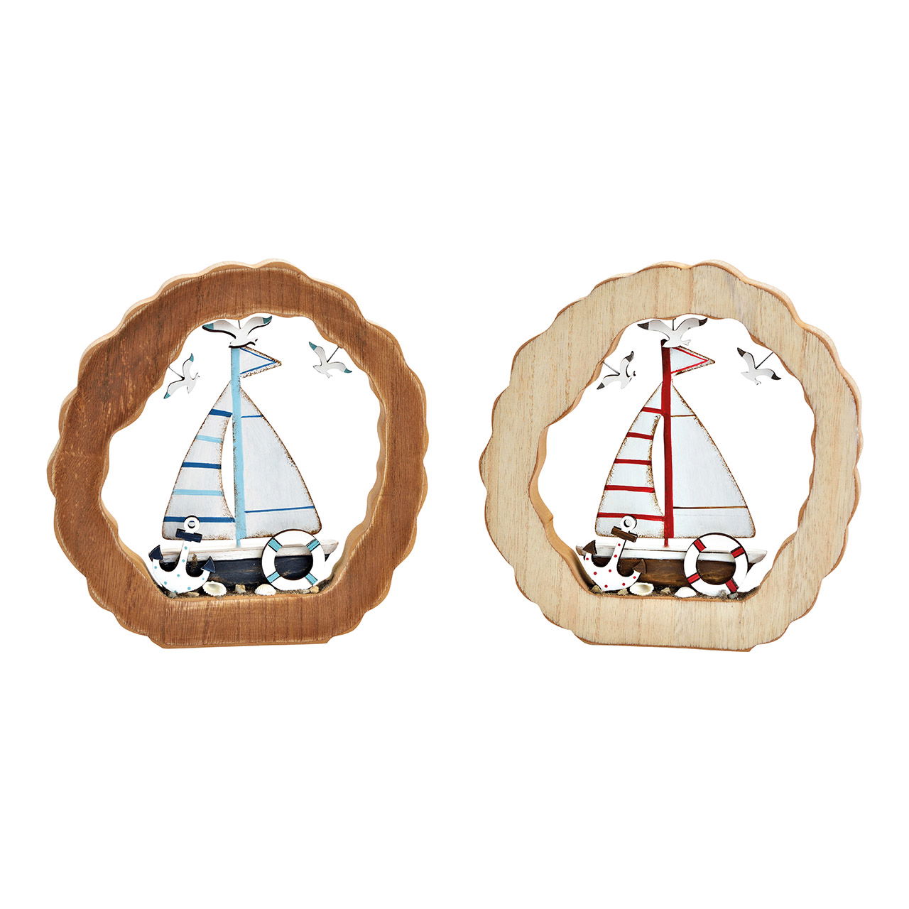 Maritime display stand made of natural wood 2-fold, (W/H/D) 20x20x2cm