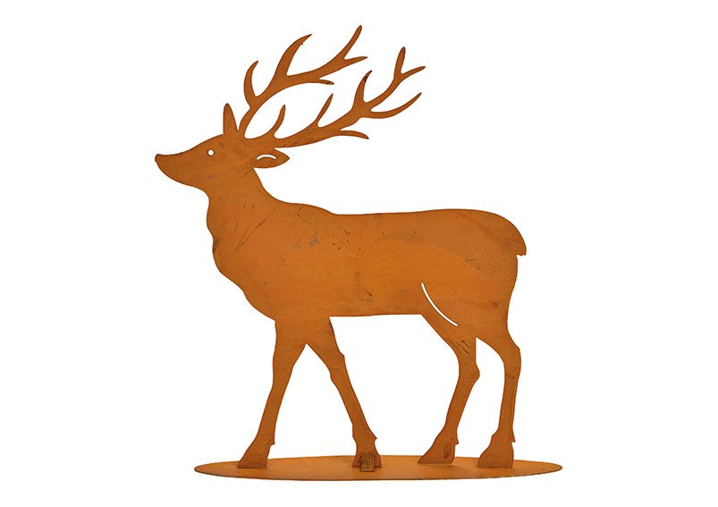 Stand deer, rusty finish, made of metal brown (w/h/d) 27x30x5cm