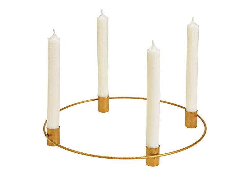 Advent wreath, candle holder metal gold (W/H/D) 30x3x30cm