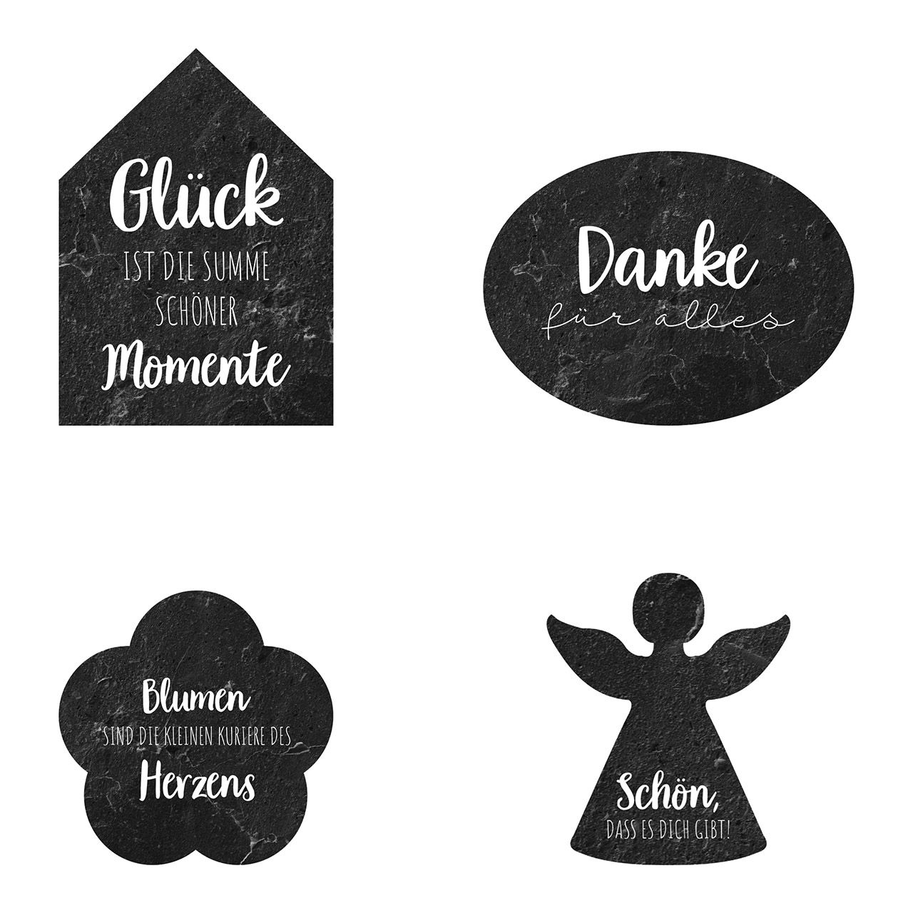 Cartel de pizarra con eslogan negro de 4 pliegues, (A/A/P) 10x10x1cm