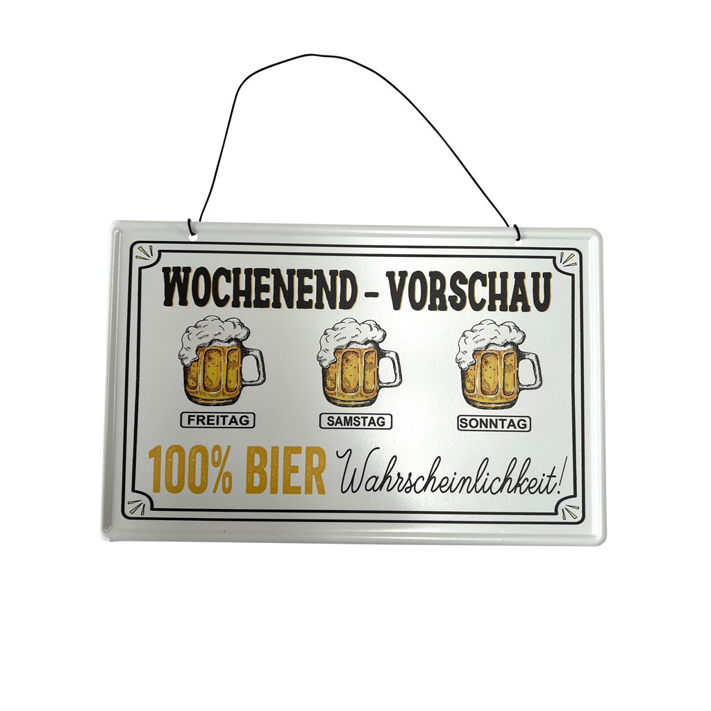 Hänger Schild, Metall, 19x30x0,5 cm, 1 Stck, weiss
