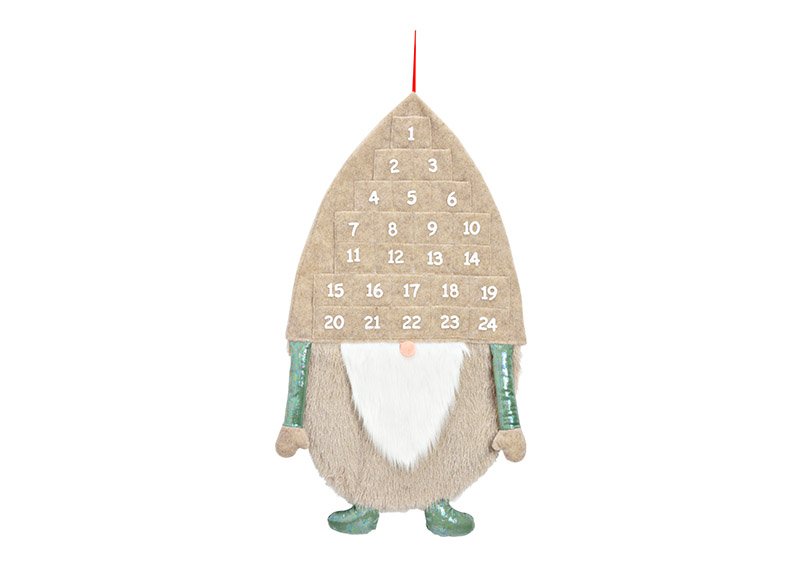 Advent calendar gnome made of fabric green (W/H/D) 49x86x4cm