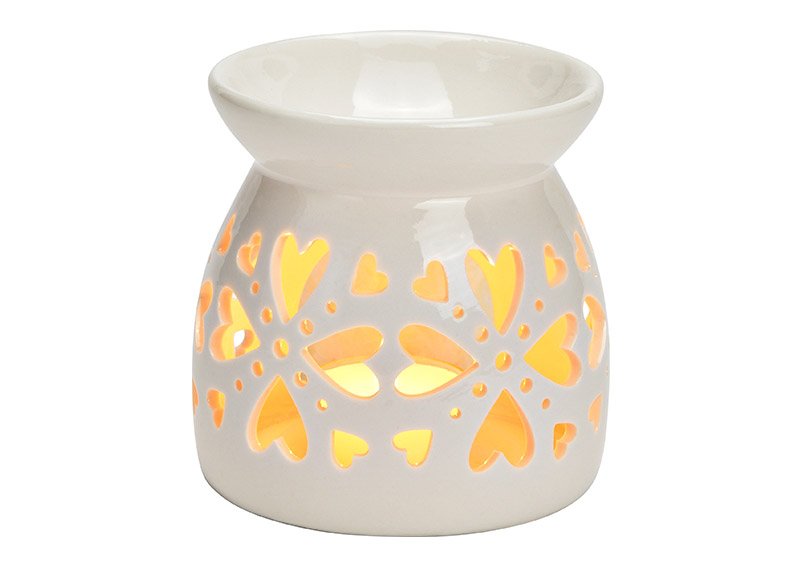 Fragrance lamp heart decor of porcelain white (W/H/D) 10x10x10cm