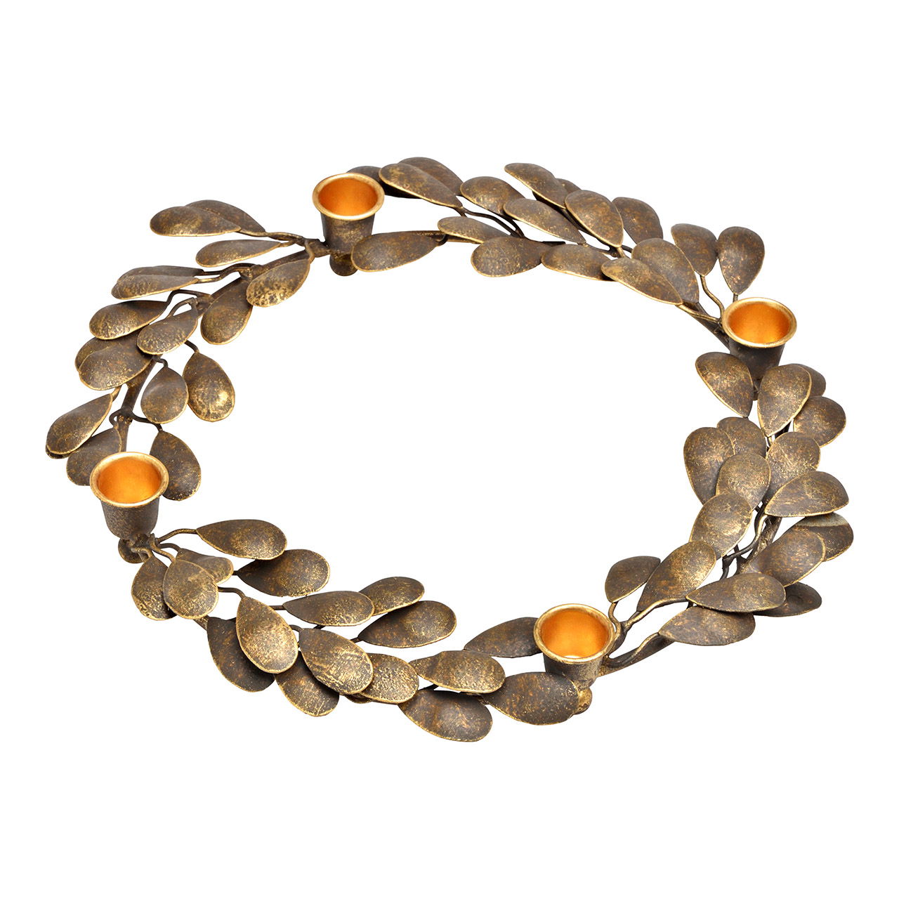 Adventskranz, Kerzenhalter aus Metall, Braun (B/H/T) 28x4x28cm