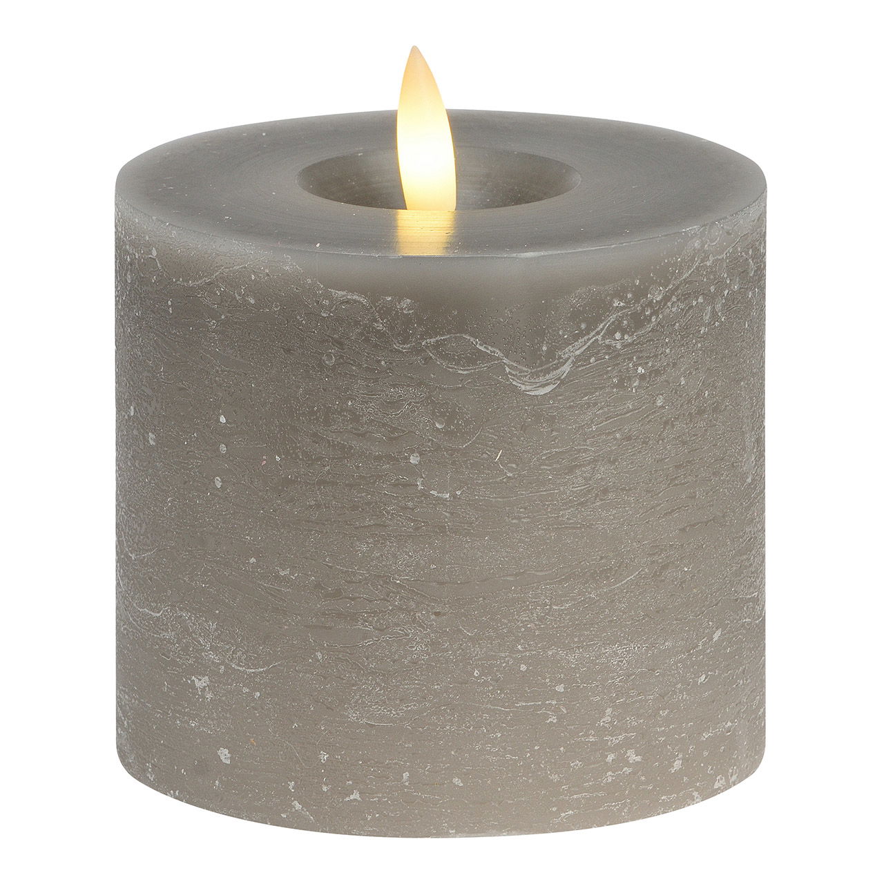 Kerze LED taupe, Flackerlicht, exklusive 3xAA aus Wachs (B/H/T) 10x9x10cm Kerze