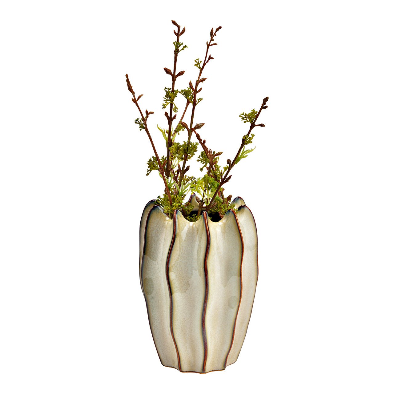 Ceramic vase beige (W/H/D) 12x17x12cm