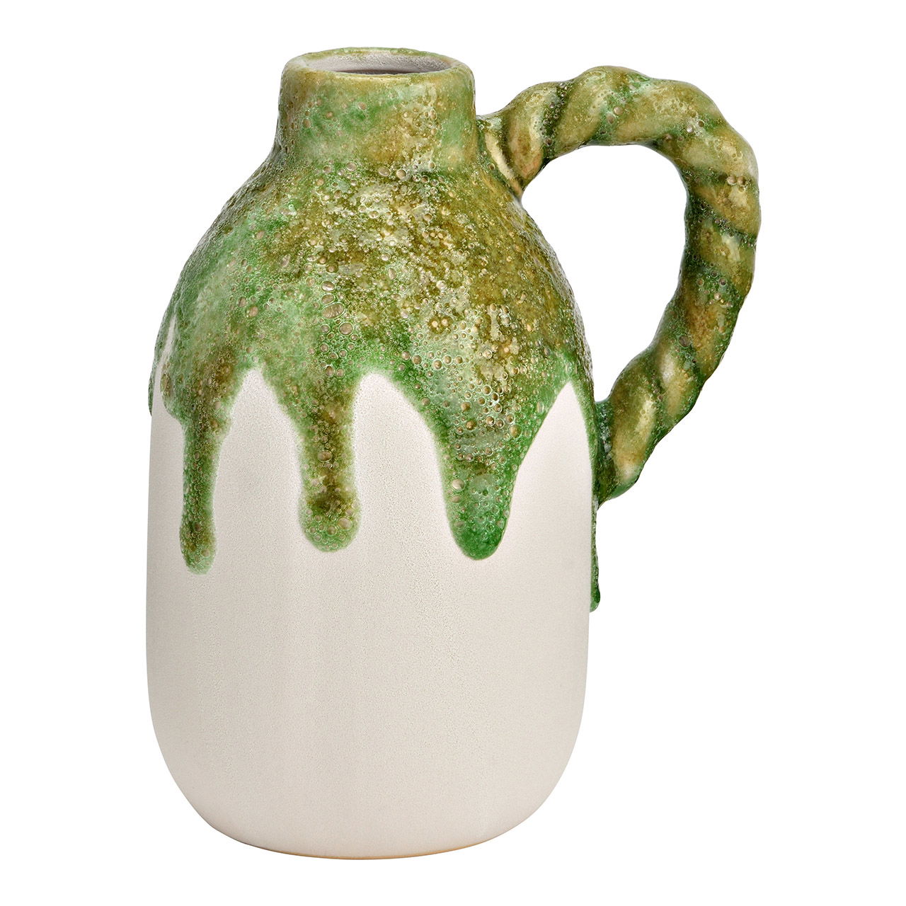 Vase Krug aus Keramik, Grün (B/H/T) 14x18x10cm Vase Krug aus Keramik, Grün (B/H/T) 14x18x10cm