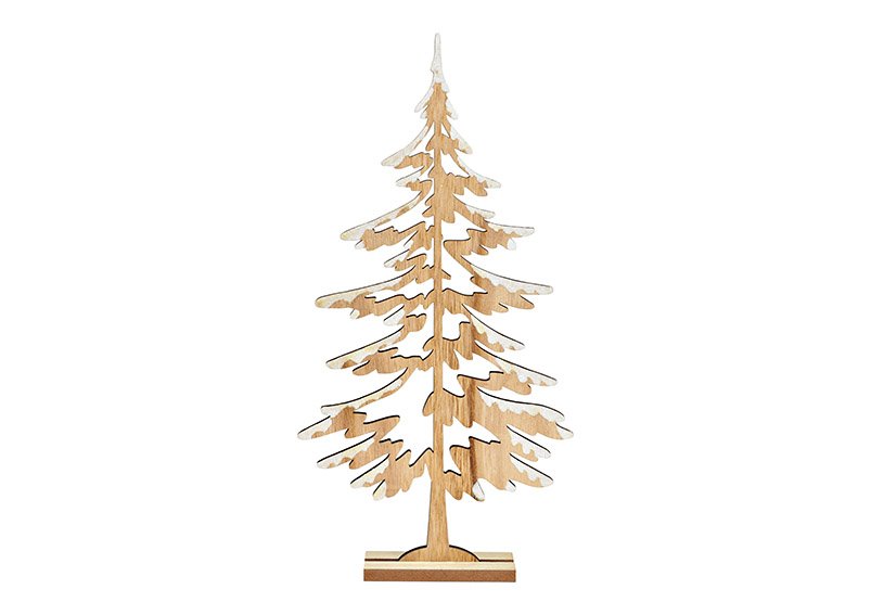 Fir tree with snow made of wood natural (W/H/D) 20x39x5cm