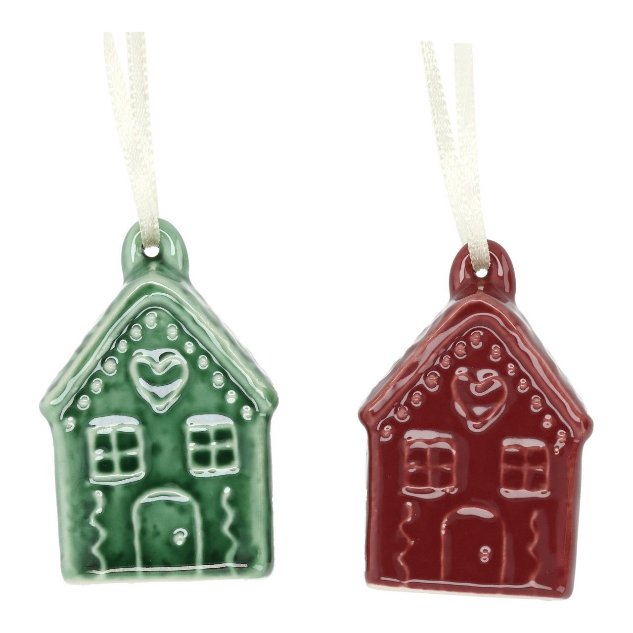 haus ornament, grüner ornament, roter ornament, keramik ornament, hausform