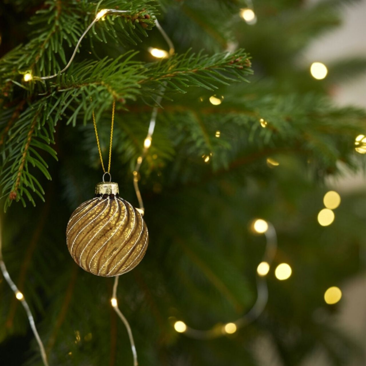 Glass Christmas bauble, 4-fold, gold Ø8cm Zubehor, Ohrring, Schmuck, Gold