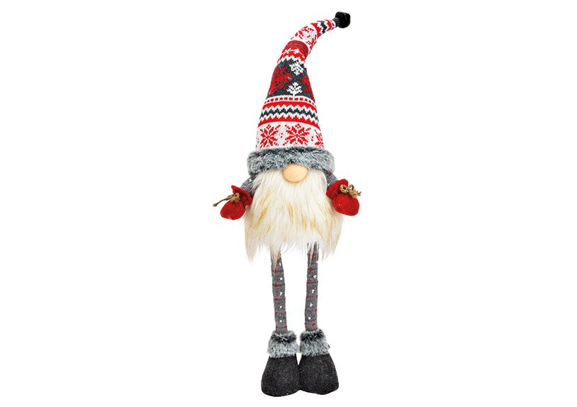 Gnome of textile red, grey, (W/H/D) 21x68x14cm