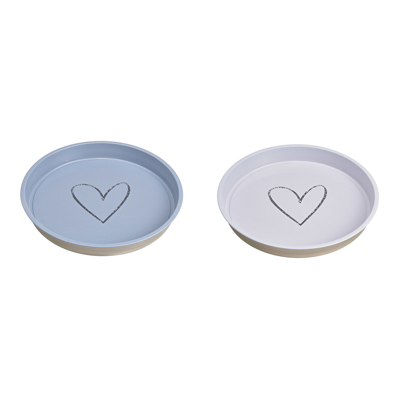 Tray heart decor made of metal white 2-fold, (w / h / d) 33x4x33cm ø33cm