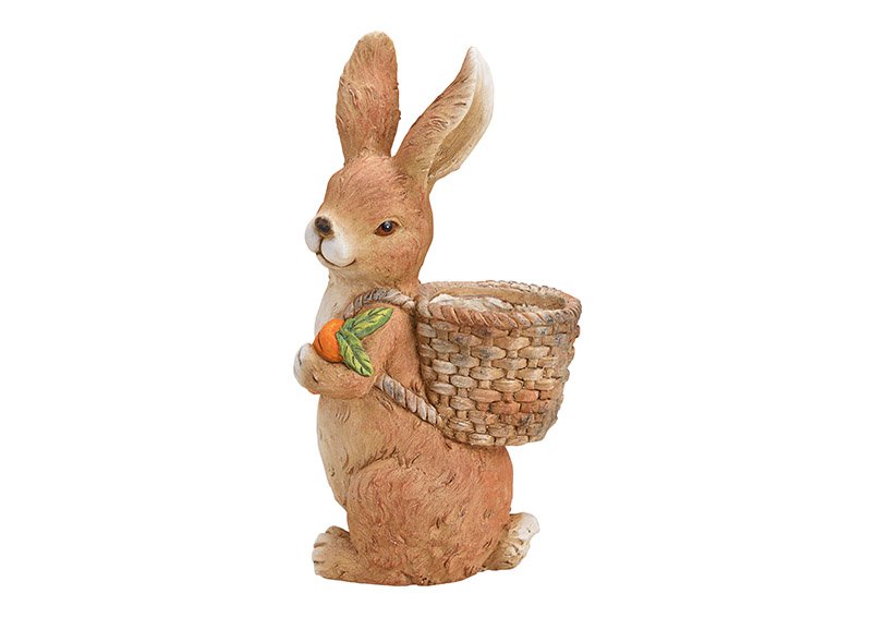 Conejo con cesta de magnesia marrón (A/H/D) 23x46x19cm