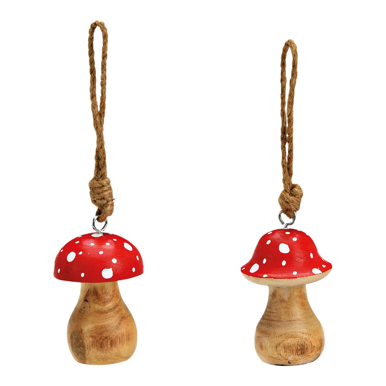 Suspension Champignon en bois de manguier rouge 2 fois, (L/H/P) 5x7x5cm