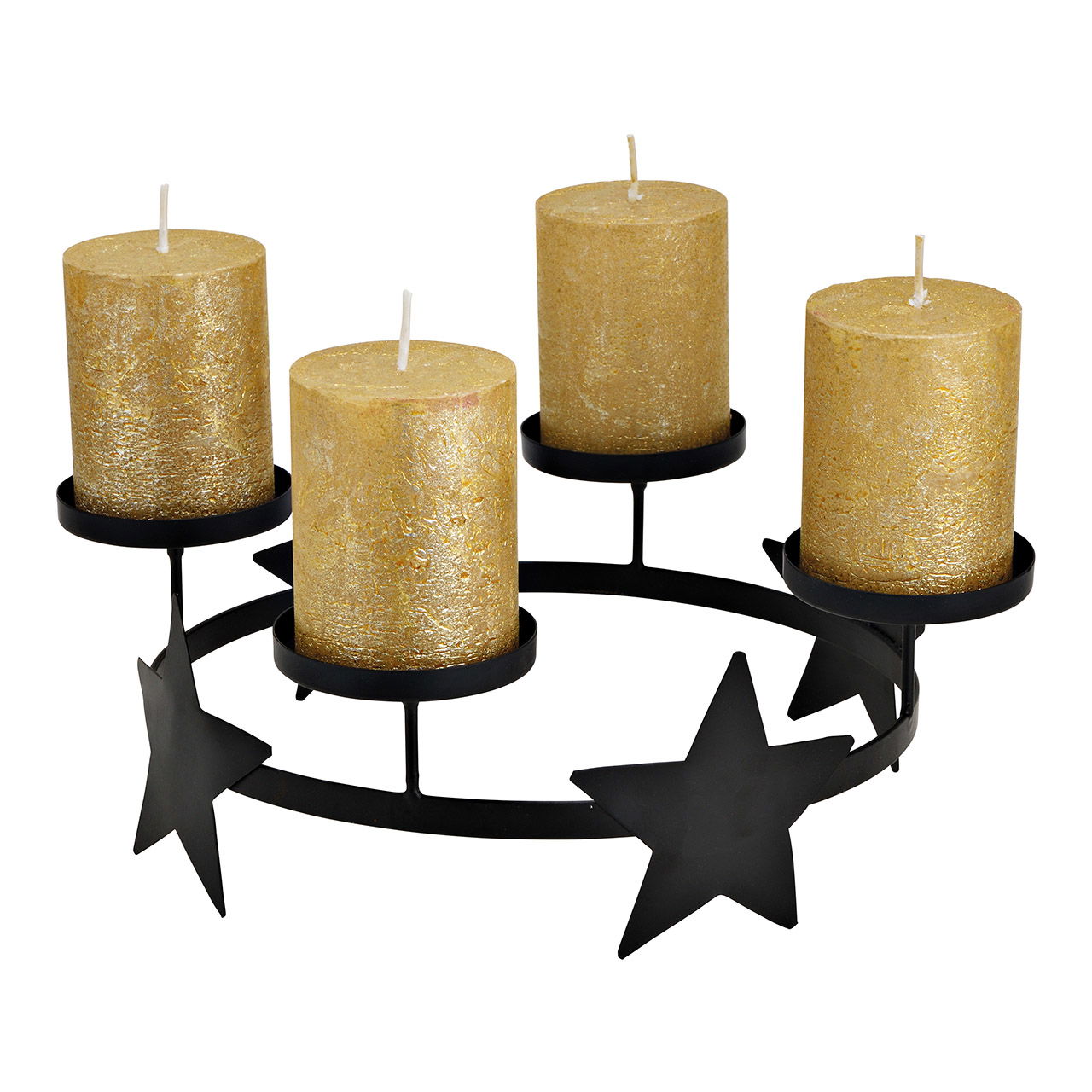 Metalen adventskrans, ster decor, zwart (B/H/D) 33x10x33cm