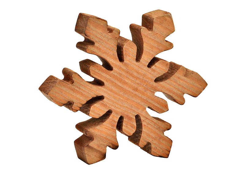 Schneeflocke aus Holz natur (B/H/T) 14x14x2cm