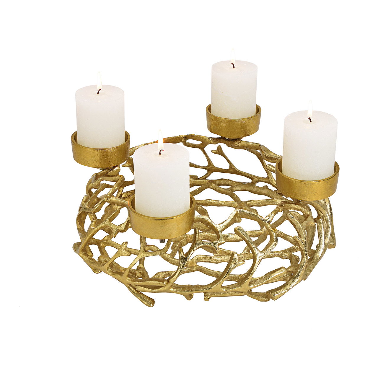 Advent wreath metal basket, gold (W/H/D) 38x15x38cm