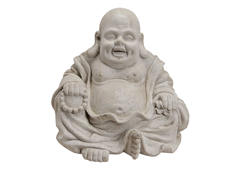 Boeddha in grijs, magnesia, B35 x D30 x H32 cm