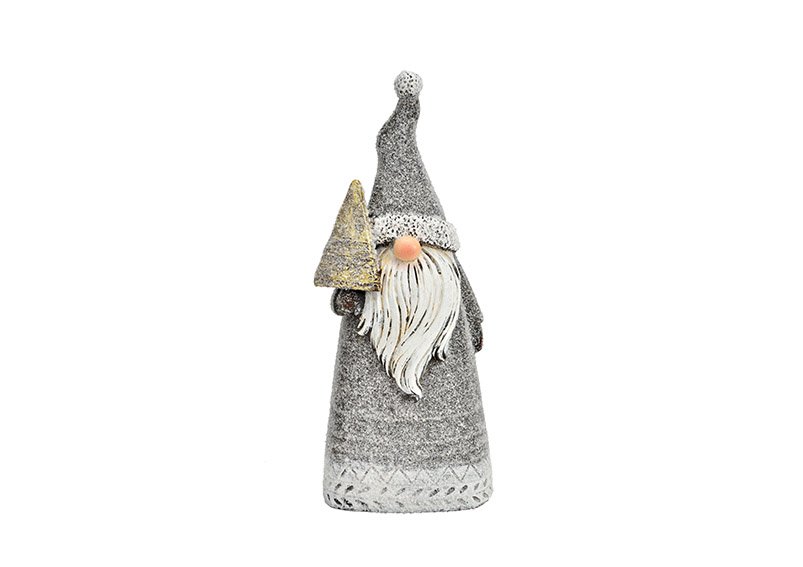 Babbo Natale con glitter in polietilene grigio (L/H/D) 8x20x6cm