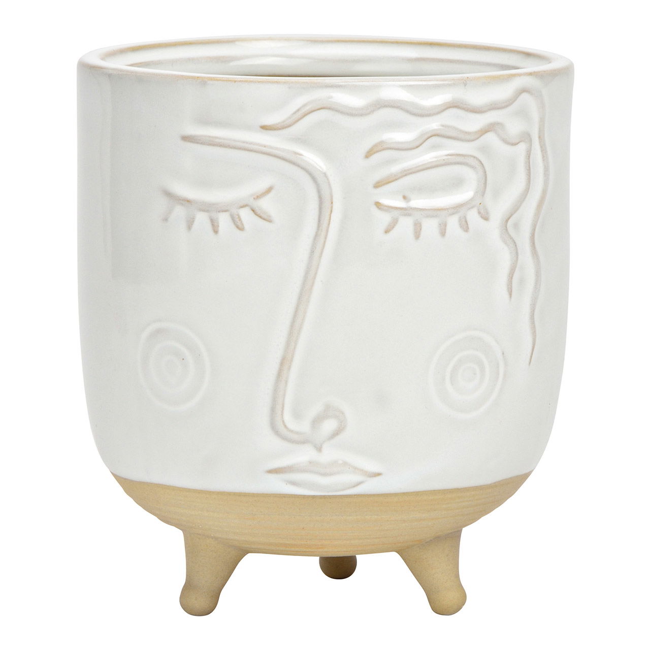 Vaso Faccia di Porcellana Bianco/Beige (L/H/D) 11x13x11cm