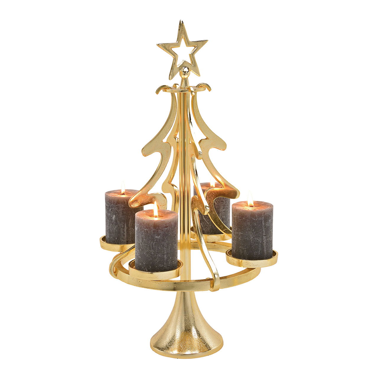 Adventskranz Tannenbaum aus Metall, Gold (B/H/T) 32x55x32cm Adventskranz Tannenbaum aus Metall, Gold (B/H/T) 32x55x32cm
