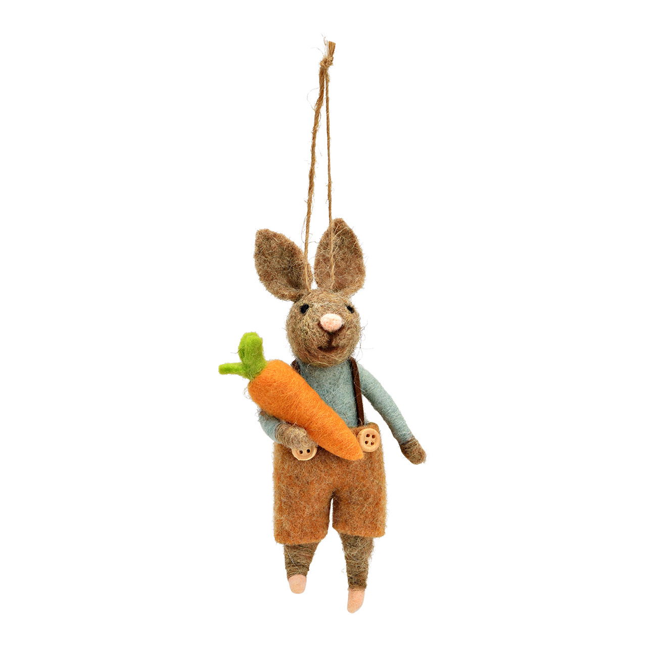 Suspension lapin en feutre/plastique, marron (L/H/P) 6x14x5cm