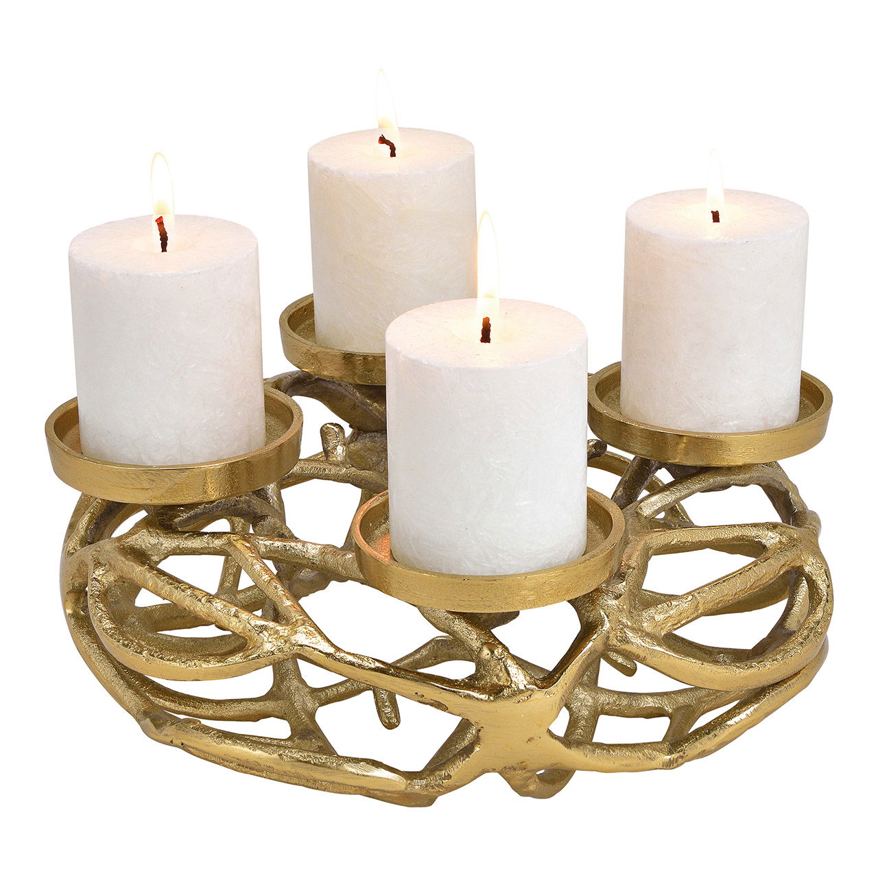 Adventskranz aus Metall, Gold (B/H/T) 30x11x30cm Adventskranz aus Metall, Gold (B/H/T) 30x11x30cm